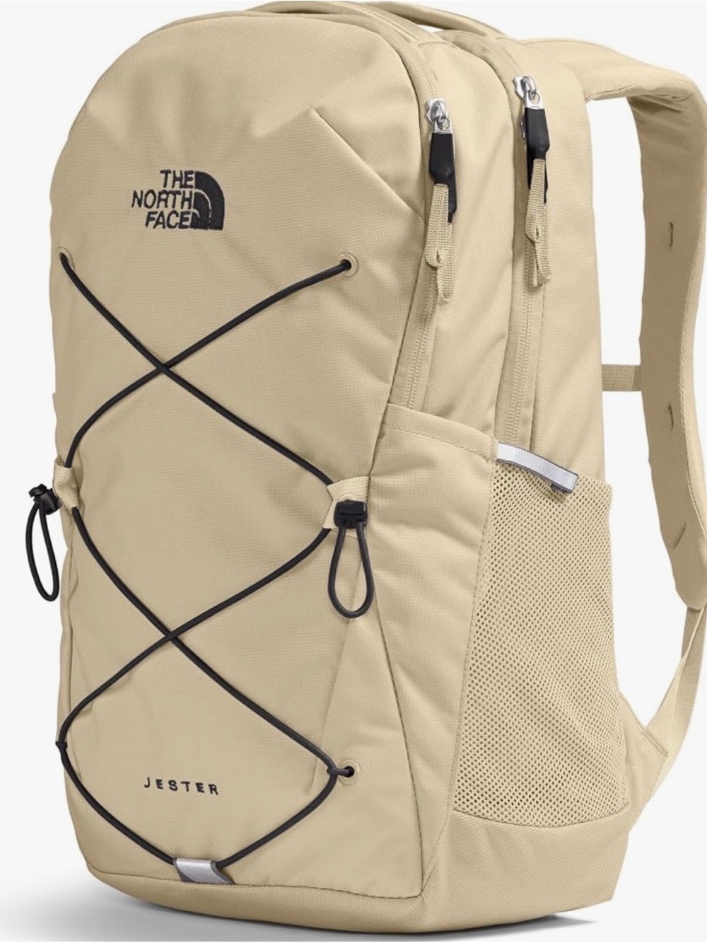The North Face Jester Backpack in beige with black bungee - Picture 1 of 6